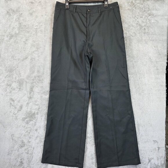 Uniqlo U Pants Womens Size 14 Black Wide Leg High Rise Twill Workwear Pockets - Picture 1 of 13